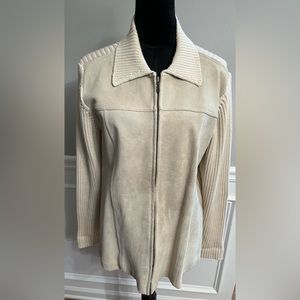 Denim &Co 100%Leather and Cotton Jacket-size Medium